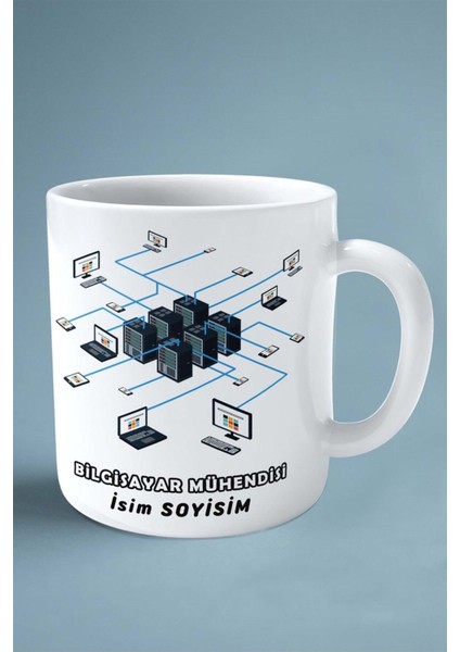 Bilgisayar Mühendisi Baskılı Kupa Bardak Çift Taraflı Baskı Kişiye Özel Model 44