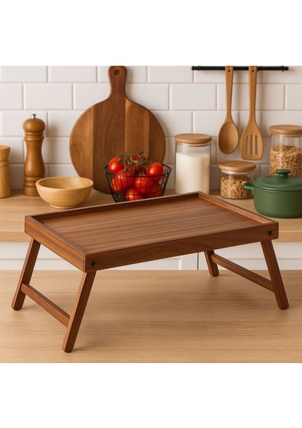 Katlanır Ayaklı Ahşap Yatak Tepsisi, Kahverengi, Şık ve Kullanışlı Tasarım fiyatları