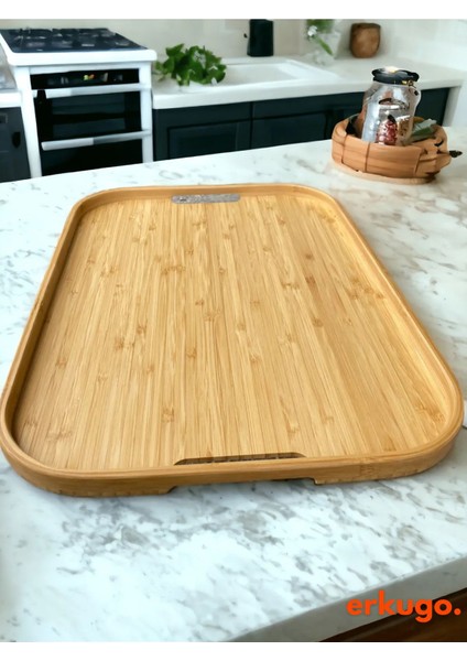 Şık 3'lü Bambu Dikdörtgen Servis Tepsisi Seti, Kahverengi indirimleri