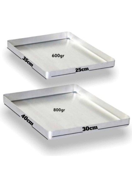 Alüminyum 2li Baklava ve Börek Tepsi Seti 25X35 & 30X40, 4 cm Yüksekliğinde