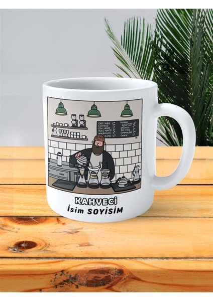 Kahveci Kahve Meslek Baskılı Kupa Bardak Çift Taraflı Baskı Kişiye Özel Model