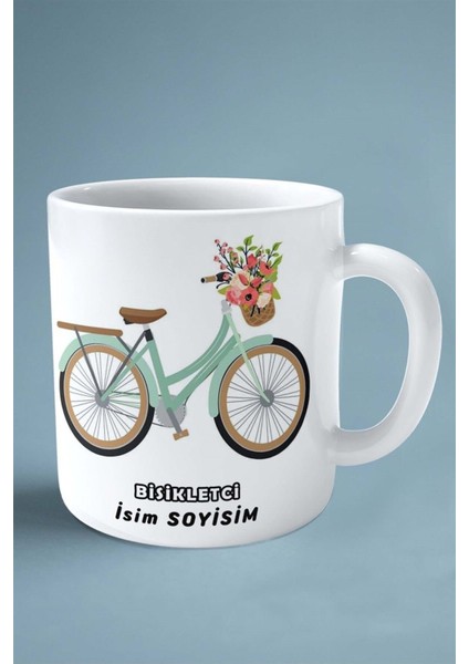 Bisikletci Bisikletçi Bisiklet Baskılı Kupa Bardak Çift Taraflı Baskı Kişiye Özel Model 5