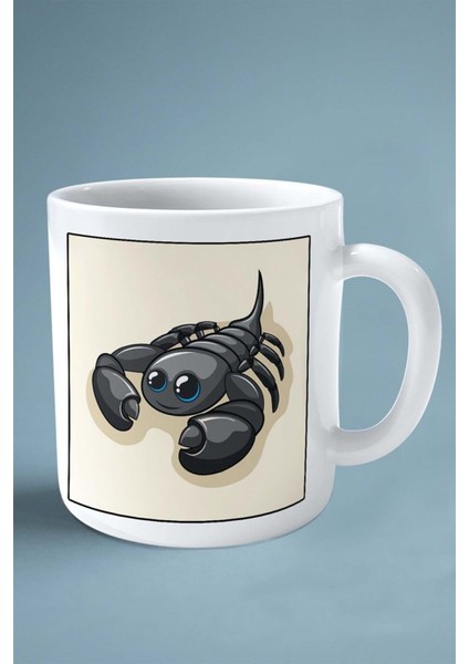 Akrep Baskılı Kupa Bardak Çift Taraflı Kişiye Özel Çerçeveli Renkli Model 3