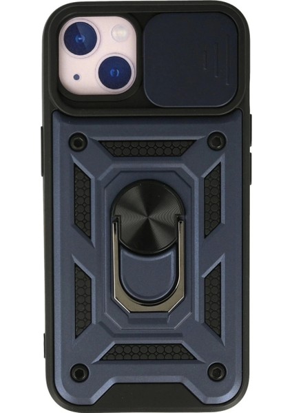 iPhone 13 Kılıf Pars Lens Yüzüklü Silikon - Lacivert