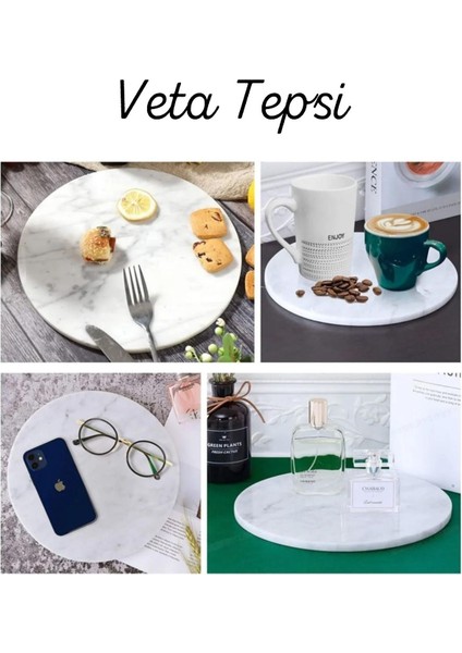 Yuvarlak Mermer Sunumluk Tepsi 30 Cm, Beyaz, Dekoratif ve Şık Tasarım fiyatları