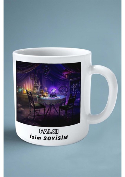 Falcı Fal Meslek Baskılı Kupa Bardak Çift Taraflı Baskı Kişiye Özel Model 17