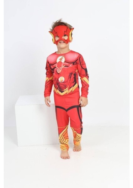 Kırmızı Flaş Çocuk Kostümü, Eğlenceli ve Renkli Tulum Kostüm