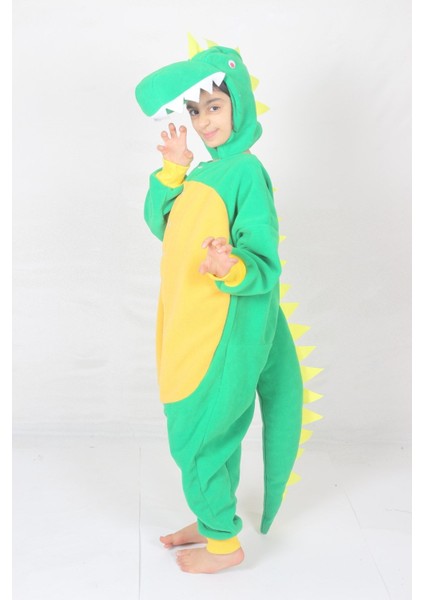 Çocuklar Için Yeşil Dinozor Temalı Eğlenceli Kigurumi Kostüm fiyatları