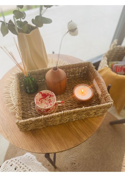 Haki Hasır Dikdörtgen Tepsi 23X35 Cm, Şık ve Kullanışlı Ev Dekorasyonu Ürünü fiyatları