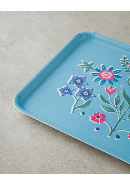Renkli Melamin Kaydırmaz Tepsi 27X36 Cm, Şık ve Dayanıklı Mavi Tasarım modelleri