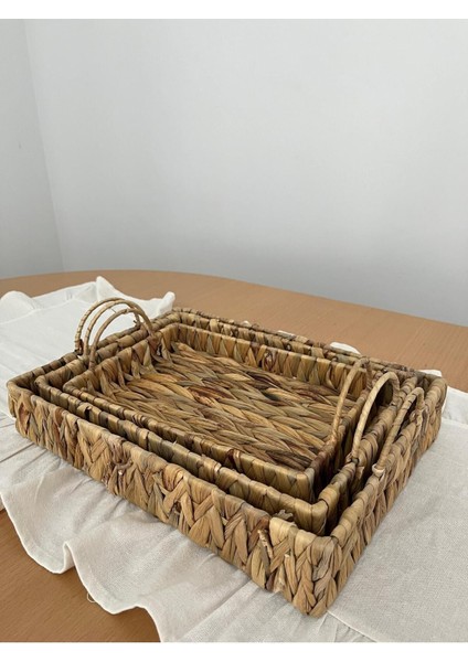 Doğal Örgü Tepsi Seti, Şık ve Çok Amaçlı Kullanım, Kahverengi