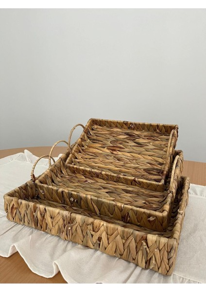 Doğal Örgü Tepsi Seti, Şık ve Çok Amaçlı Kullanım, Kahverengi modelleri