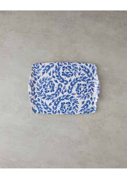 Lacivert 27X36 cm Floral Melamin Kaydırmaz Tepsi, Şık ve Fonksiyonel Kullanım Sağlar. fiyatları