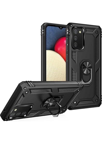 Samsung Galaxy A03S Kılıf Sofya Yüzüklü Silikon Kapak - Siyah fiyatları