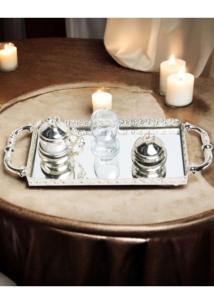Parlak Gümüş Nişan Kahve Tepsisi, Şıklık ve Zarafet Için Ideal Seçim