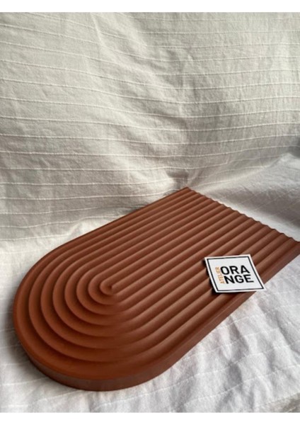 Turuncu Büyük Beton Dekoratif Sunum ve Servis Tepsisi