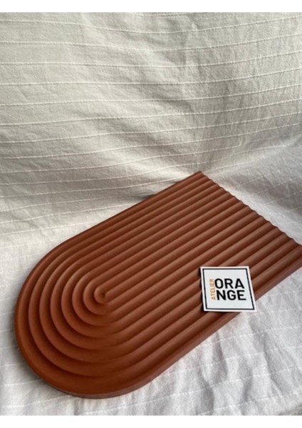 Turuncu Büyük Beton Dekoratif Sunum ve Servis Tepsisi fiyatları