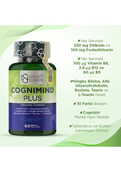 Cognimind Plus Citicoline 60 Kapsül fiyatları