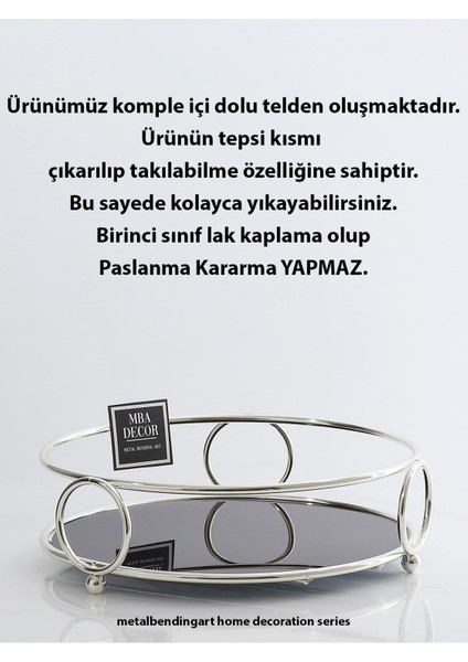 Yuvarlak Gümüş Sunum Tepsisi 24CM, Ikramlık, Dekorasyon, Organizer, Sofra, Mutfak fiyatları
