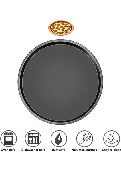 3'lü Emaye Yuvarlak Pizza Fırın Tepsi Seti, Siyah, 32-34-36 cm fırsatları