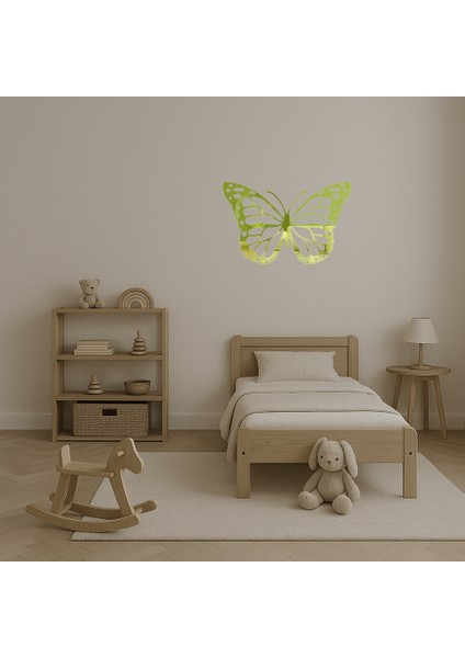 Çift Kelebek Desenli Dekoratif Altın Aynalı Tablo - KA8032-3654 fırsatları