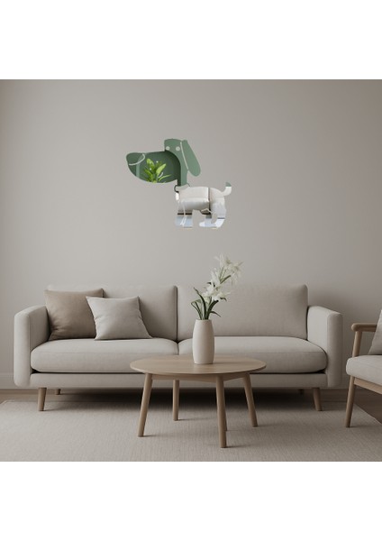 Kırmızı Tasmalı Kahverengi Köpek Aynalı Tablosu - CPT107278-7071