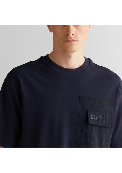 Erkek Lacivert Relaxed Fit Bisiklet Yaka Logolu T-Shirt fırsatları