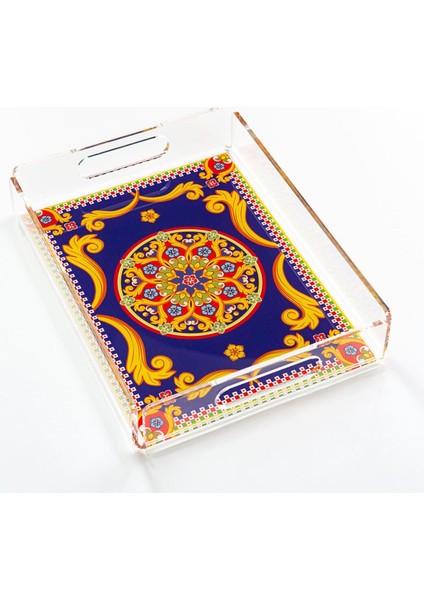 Renkli Pleksi Çay Kahve Sunum Tepsisi 25X17 Cm, Şık ve Kullanışlı.