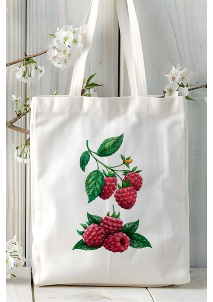 Böğürtlen Baskılı Bez Çanta Kişiye Özel Model 1