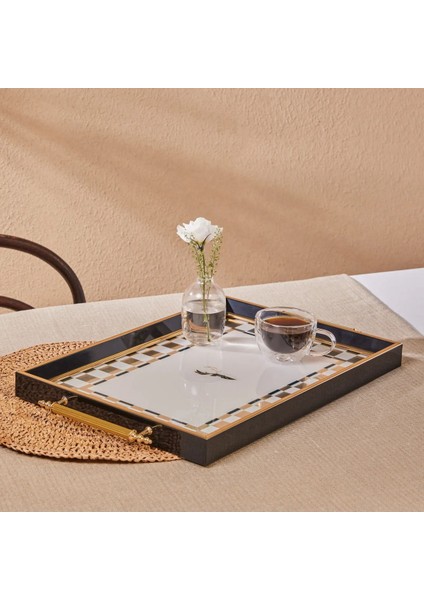 Şık Siyah Dikdörtgen Tepsi 49X29 Cm, Mutfağınıza Zarafet Katın fiyatları