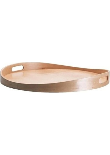 Beyaz Ahşap Servis Tepsisi, 44 cm Çap, Şık ve Kullanışlı Tasarım