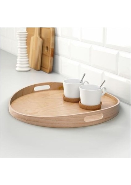 Beyaz Ahşap Servis Tepsisi, 44 cm Çap, Şık ve Kullanışlı Tasarım modelleri