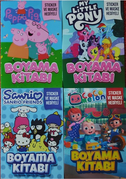 4 Adet Stickerli Boyama Kitabı (Peppapig/my Little Pony/sanrio-B/cocomelon)