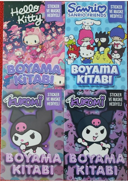 4 Adet Stickerli Boyama Kitabı (Hello Kitty-B/sanrio-B/kuromi-C/kuromi-D)