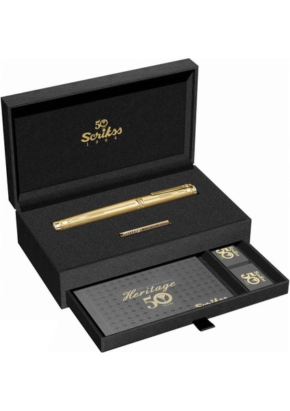 & WizDesign Heritage Dolma Kalem Altın Kaplama B Uç ( Ömür Boyu Garantili - Lüks Kutulu - İsme Özel Tasarım )