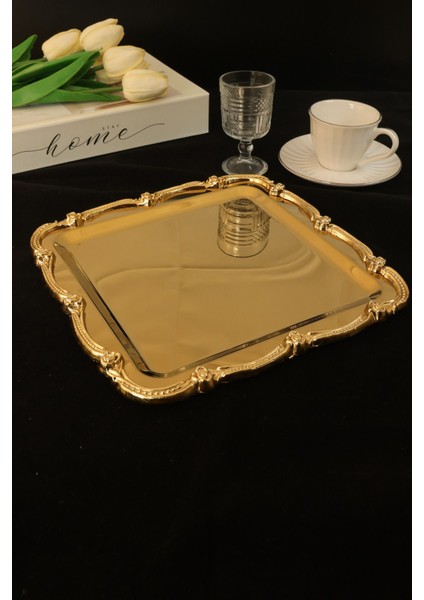 Renkli Gül Figürlü Paslanmaz Çelik Sunum Tepsisi, Şık ve Kararmayan Tasarım fırsatları