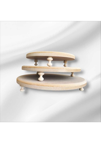 Kahverengi Ahşap 3'lü Yuvarlak Kahvaltı Sunum Seti fiyatları