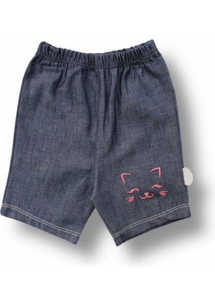 6-9 9-12 12-18 Ay Vip Kedi Baskılı Bandanalı Kısa Kollu Sweat 3lü Kız Bebek Takımı Pudra modelleri