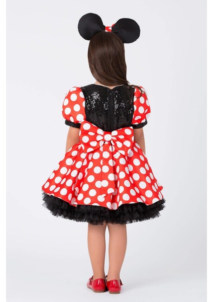 Kız Çocuk Elbise, Minnie Mause, 3-7 Yaş, Kırmızı Renk, Şık ve Rahat Giyim Seçeneği modelleri