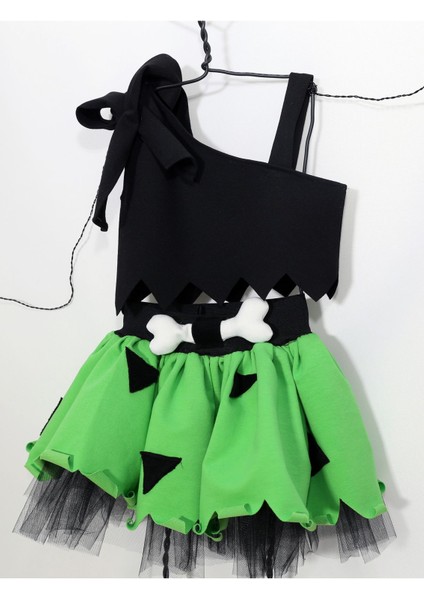 Yeşil Çakıl Kısa Kollu Şık Kostüm