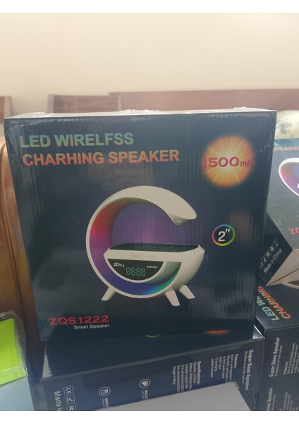 ZQS1222 Kablosuz Şarjlı 7 Renkli Taşınabilir Hoparlör LED Wıreless Şarj Özellikli Radyolu Masa Gece Lambası
