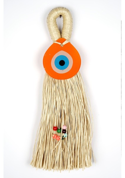 El Yapımı Turuncu Nazar Boncuğu Duvar Süsü ve Süpürge Askısı fiyatları