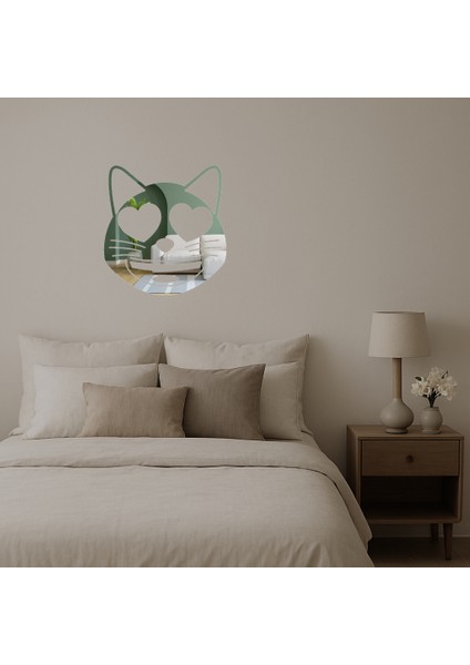 Aşık Kedi Yüzü Dekoratif Aynalı Tablo - 3mm - CPT104119-2047 fiyatları