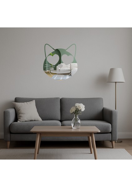 Aşık Kedi Yüzü Dekoratif Aynalı Tablo - 3mm - CPT104119-2047 indirimleri