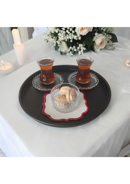 Siyah Metal Tepsi Seti, Sunum ve Kahvaltı Için Şık ve Kullanışlı 3'lü Set modelleri