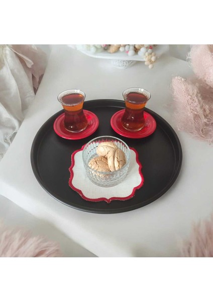 Siyah Metal Tepsi Seti, Sunum ve Kahvaltı Için Şık ve Kullanışlı 3'lü Set