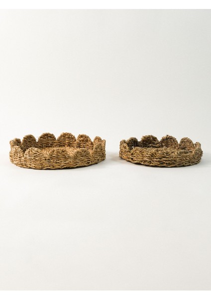 2'li Hasır Tepsi Seti, Sarı, 33X7 Cm, Şık ve Hafif Dekoratif Aksesuar
