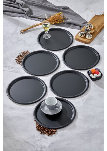 Şık 22CM Siyah Sunum Tepsisi, 6'lı Set, Avangart Tasarım