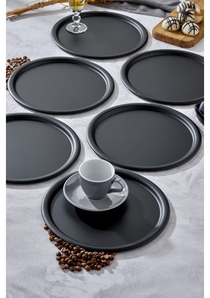 Şık 22CM Siyah Sunum Tepsisi, 6'lı Set, Avangart Tasarım fiyatları
