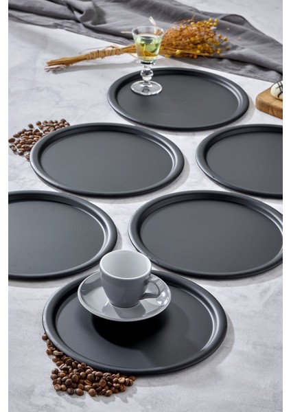 Şık 22CM Siyah Sunum Tepsisi, 6'lı Set, Avangart Tasarım modelleri